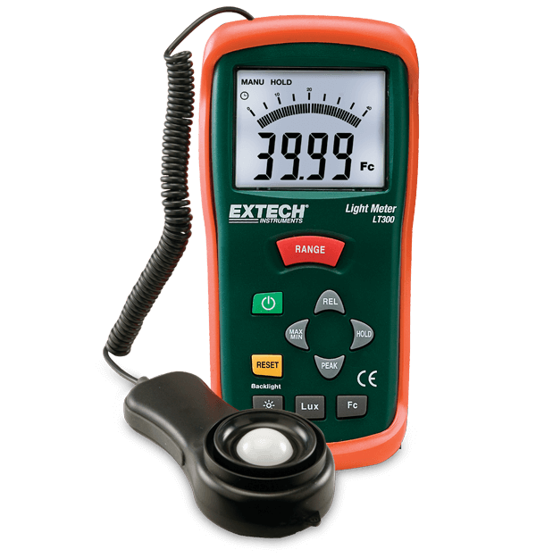 Extech LT300 Digital and Analog Light Meter, 20000 Fc (Foot-candles), Cosine and Color Corrected