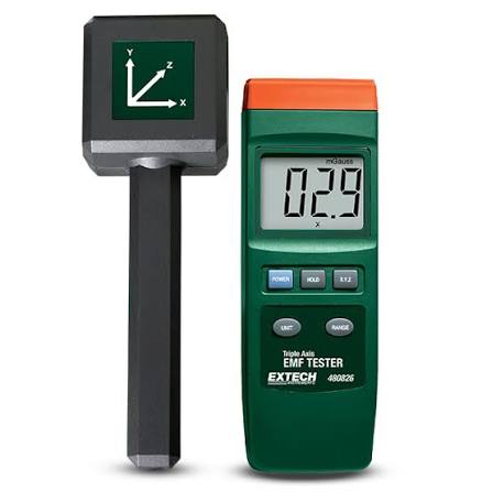Extech 480826 EMF Tester/Triple Axis X, Y, Z direction, Band width 30Hz to 300Hz