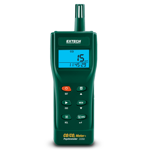 Extech CO260 Indoor Carbon Monoxide (CO) and Carbon Dioxide (CO2) Datalogging Meter