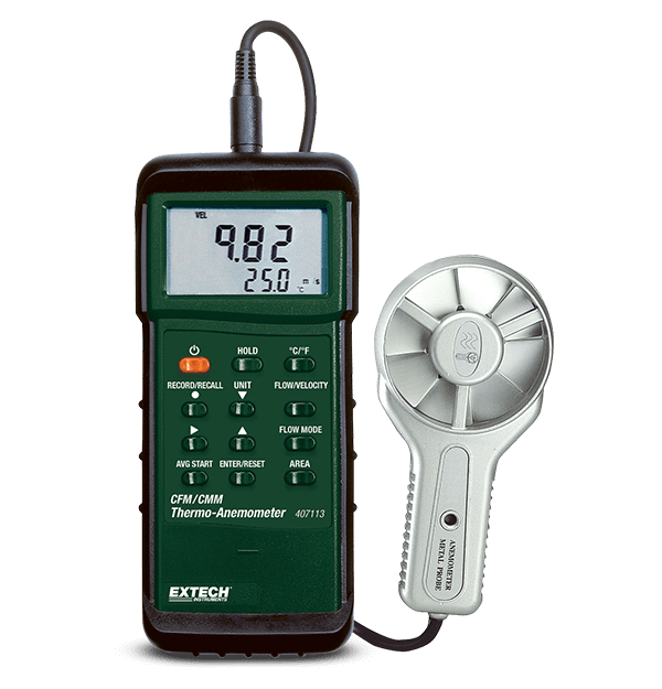 Extech 407113 Heavy Duty CFM Metal Vane Anemometer