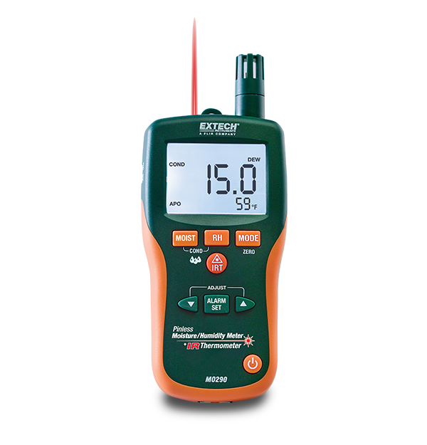 Extech MO290 Pinless Moisture Psychrometer + IR 8-in-1 Meter with Built-in IR Thermometer