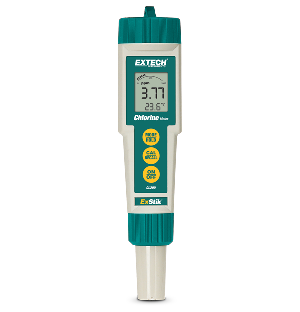 Extech Waterproof Chlorine Meter 0.01 to 10.00ppm, 23 to 194deg F (-5 to 90deg C)